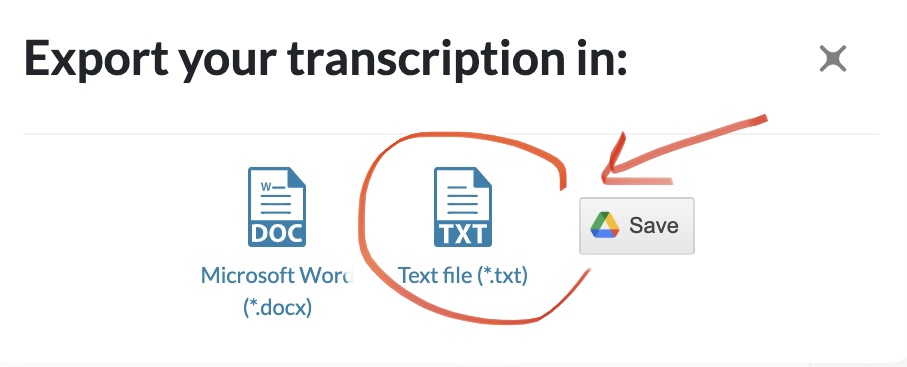 export your transcription